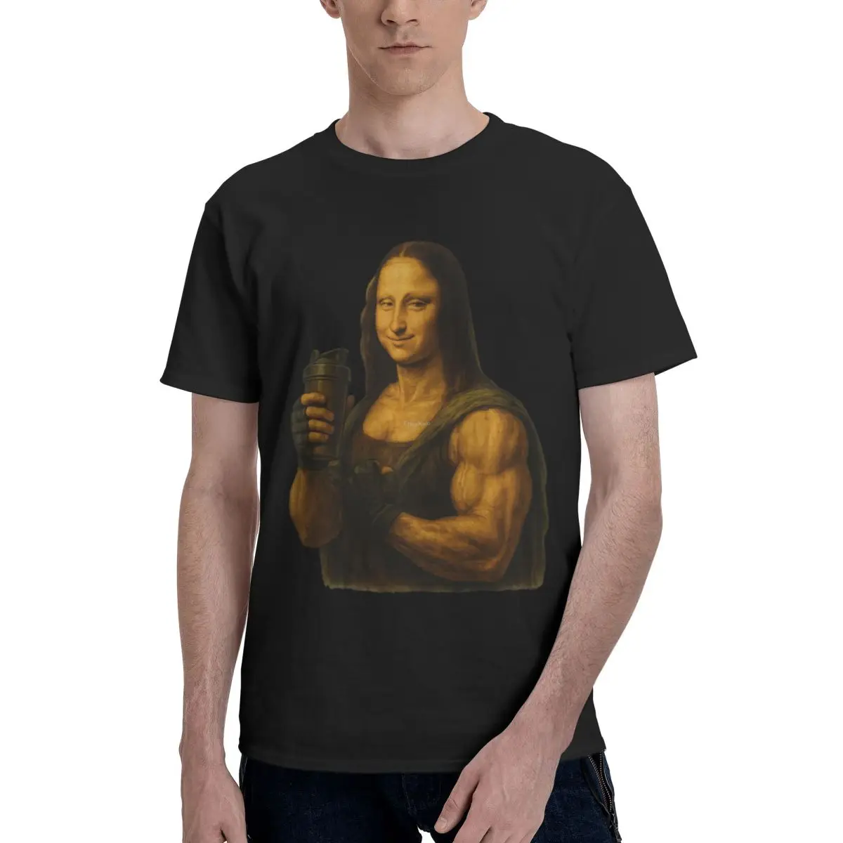 Funny Mona Lisa Fitness Trendy T Shirts Graphic Y2K Idea Customized Men Women T Shirts Clothing