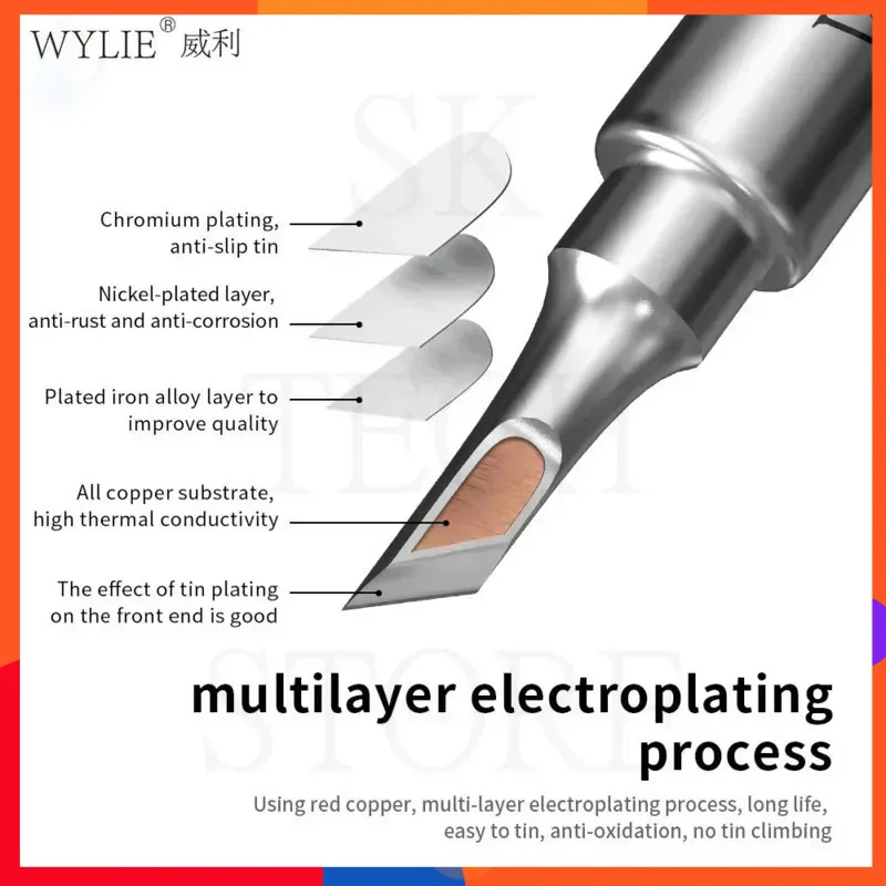 Wylie For 900/ 936 Series Multilayer Plectroplating Process Lead-Free Environmentally Friendly Soldering Iron Tip