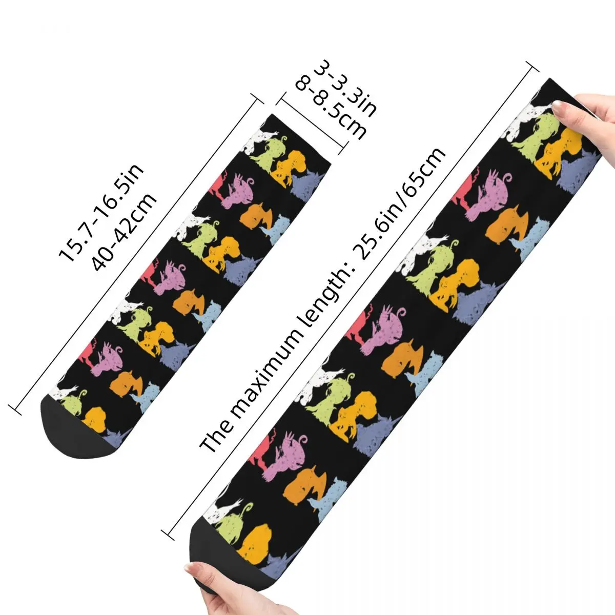 Funny Crazy Sock for Men Rookies Lineup Hip Hop Harajuku Digital Monster Digimon Anime Seamless Pattern Printed Boys Crew Sock