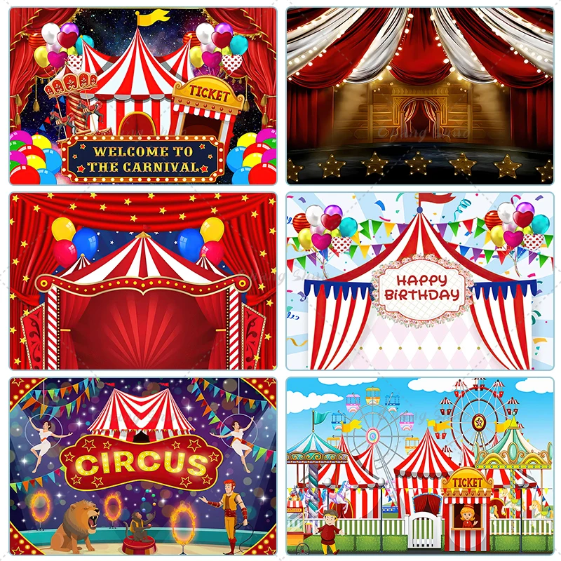 

Circus Carnival Theme Photography Vinyl Backdrop Kids Birthday Party Baby Shower Photo Background Children Room Decor Banner