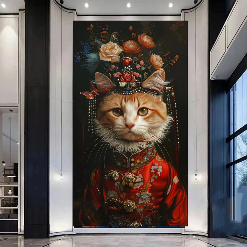 5D DIY Diamond Painting Art Cat Woman Full Round Square Diamond Mosaic Animal Diamond Embroidery Kit