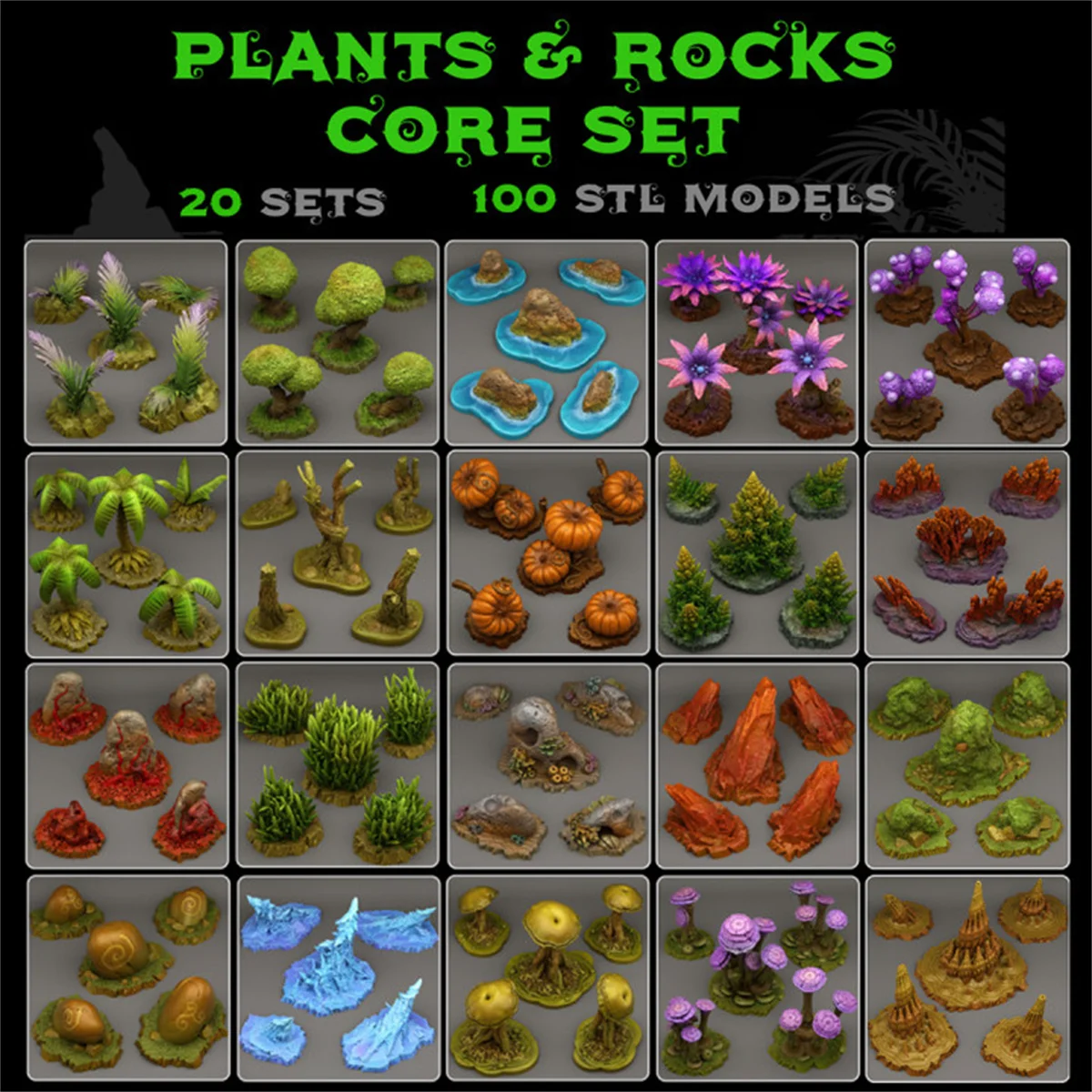 Miniature Landform Plant Rocks Alien Flowers Swamp Moss Reef Coral Scene Accessories DND Chess Pieces