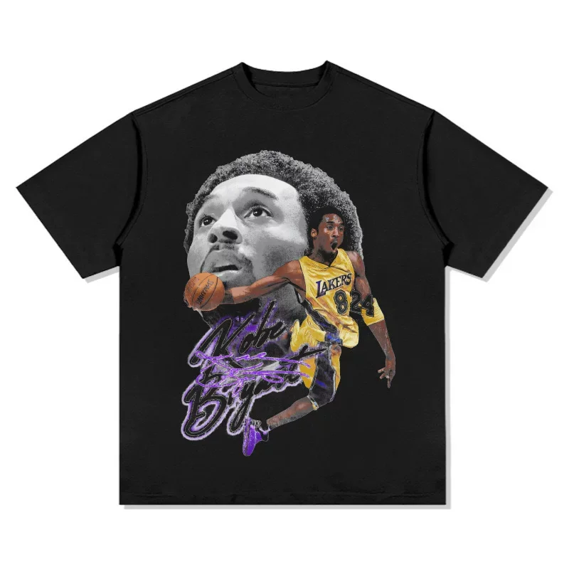 Vintage Kobe Basketball Icon Graphic Tee Unisex Lightweight Breathable Y2K Style Basketball Training Street Sports Top Tie Dye