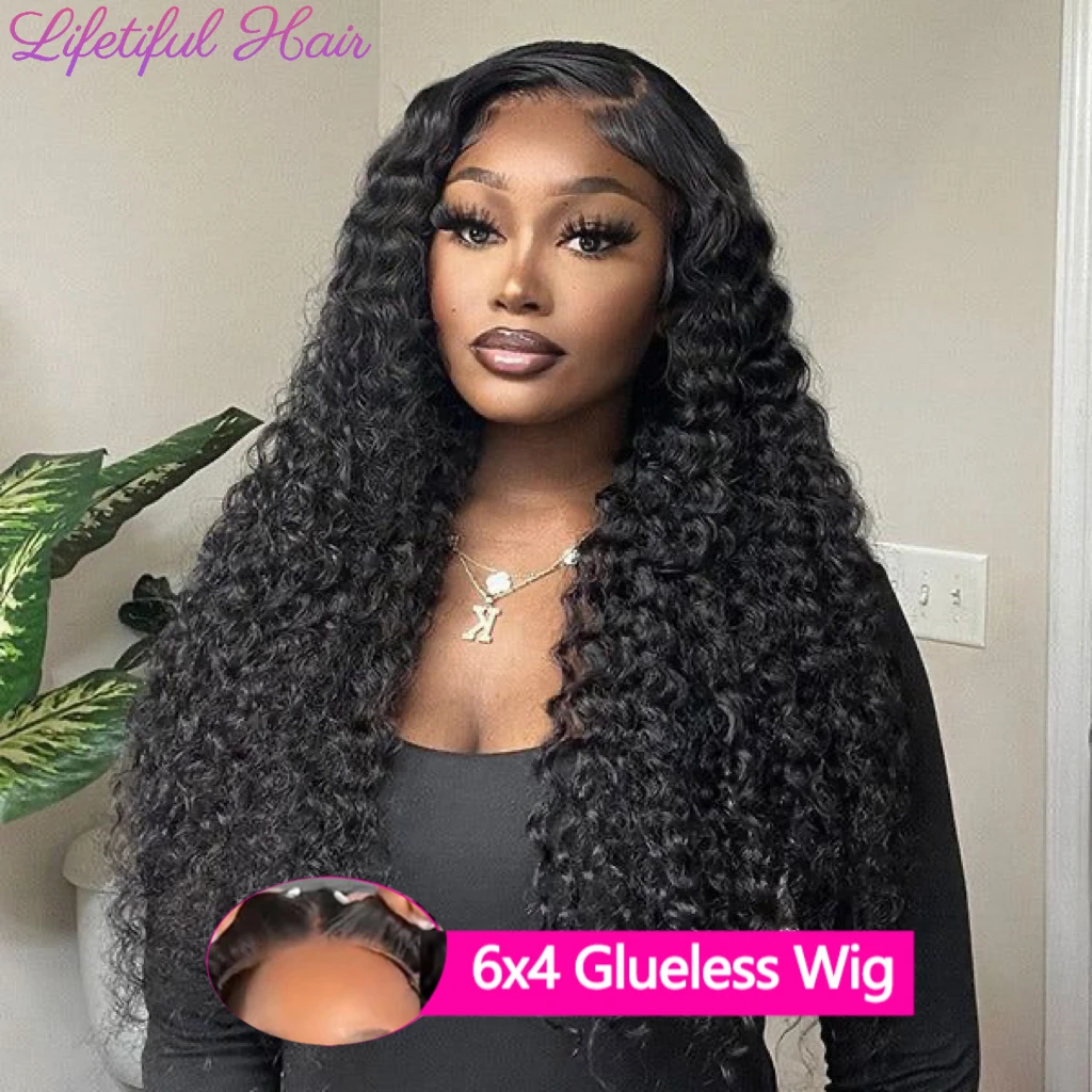 6x4 Glueless Wig Human Hair Brazilian Water Wave Lace Closure Wigs For Women Curly Wigs Glueless Wig Human Hair Ready To Ware