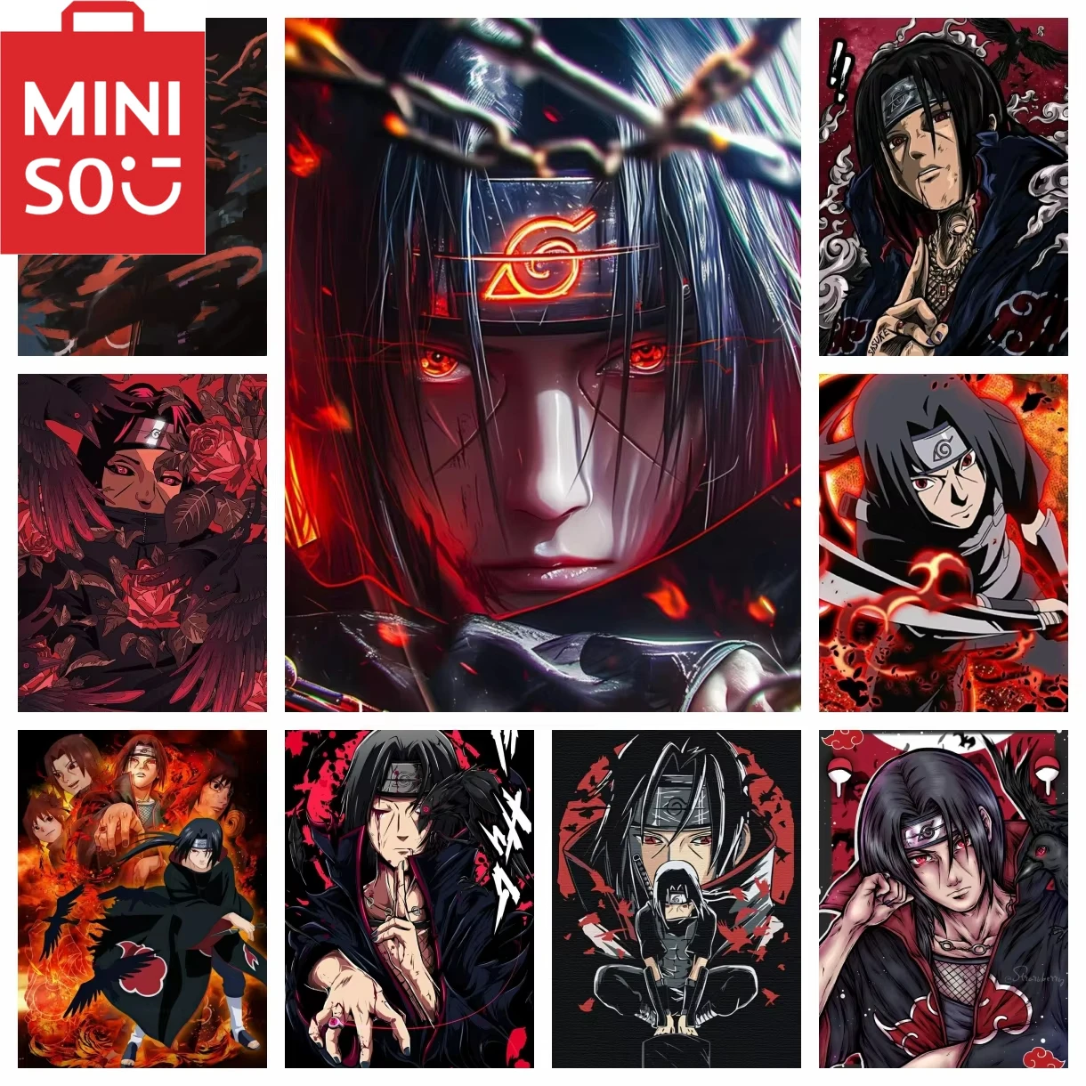 MINISO-pintura al óleo por número Uchiha Itachi Naruto, decoración del hogar de dibujos animados, pared, dormitorio, sala de estar, marco de regalo divertido