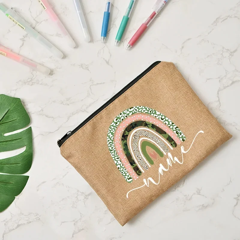 Bolsas de cosméticos personalizadas con nombre para mujer, bolsa de maquillaje, organizador de artículos de tocador para viajes al aire libre, bolsa