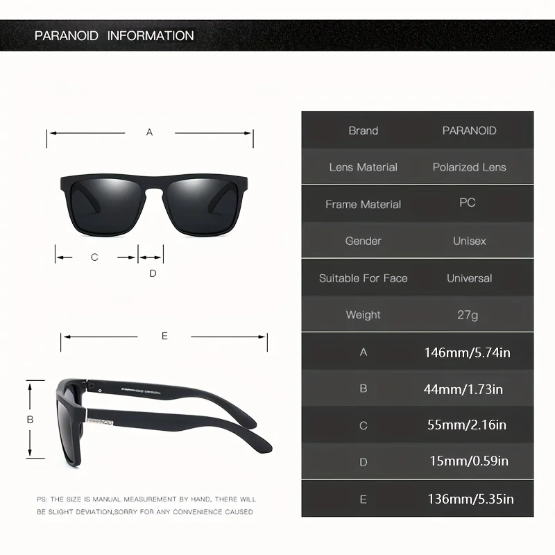 PARANOID Polarized UV400 Protection Sunglasses For Men And Women 12 Colors Model 8731