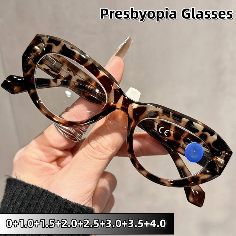 

New Women's Fashion Cat-eye Reading Glasses Luxury Anti-blue Light Spring-clip Comfortable Eyeglasses for Men 0 To +4.0