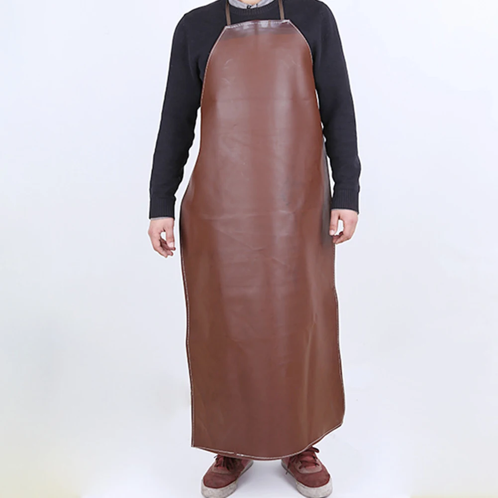 Faux Leather Oil Proof Waterproof Apron Kitchen Accessories Adult Lengthen Work Shop Unisex Hang Neck Dirt Resistant Apron