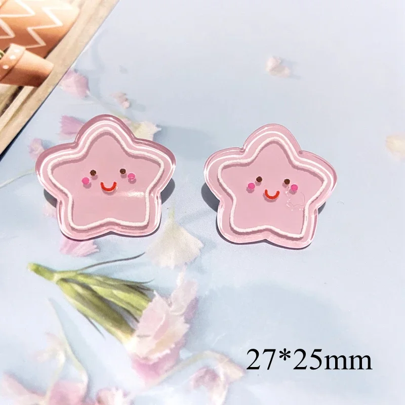 10Pcs Glitter Smile Pink Star Crown Heart Round Flower Flatback Scrapbook BB Clip Embellishment Accessories Decor Bow Center