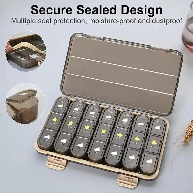 Portable 21/28 Grids Weekly Pill Organizer Storage Medicine Dispenser Tablet 7 Days Compartment Pills Case Container