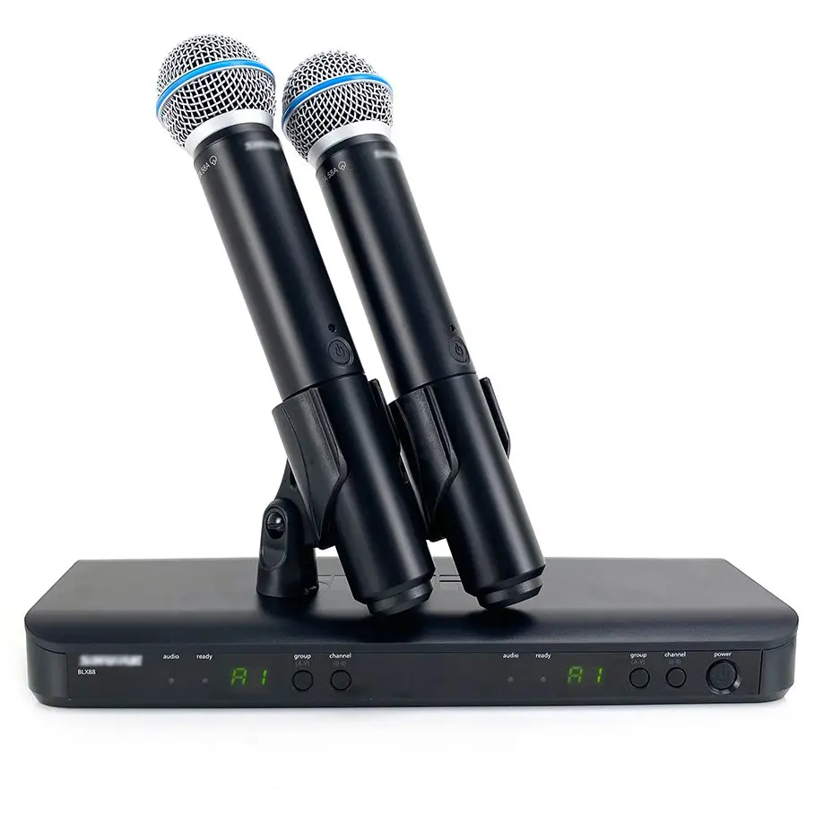 New Package! BLX288 PG58 Handheld Wireless Microphone Digital Vocal System BLX8 Dual Channel Wireless Microfone