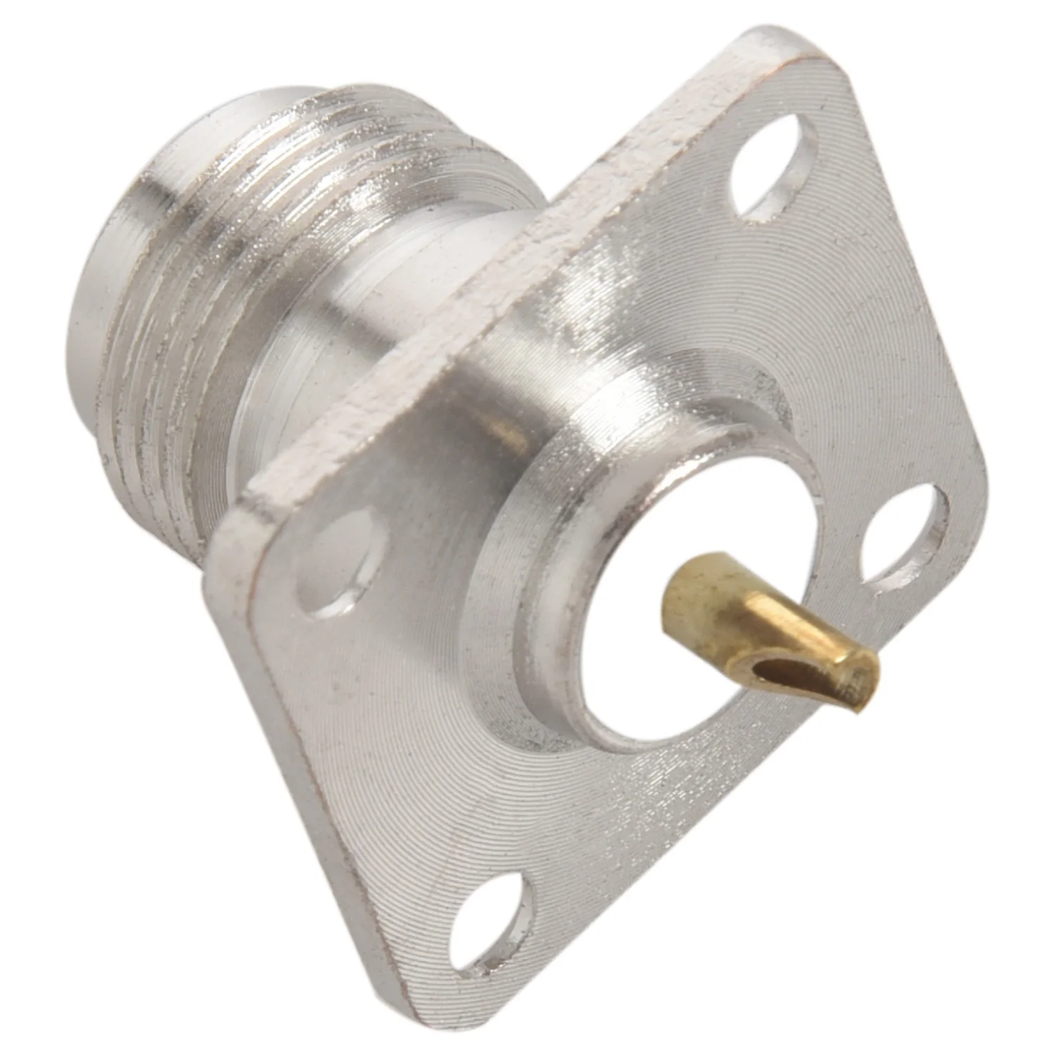 N type female jack RF coax connector 4-hole panel mount with solder cup,silver image 4