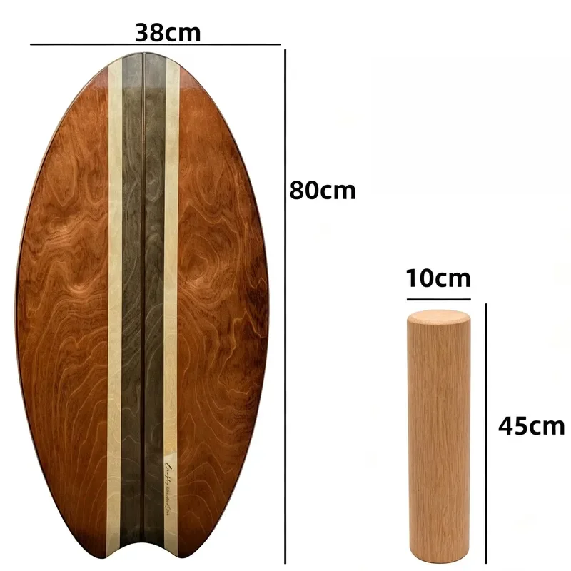 Retro Wooden Balance Board Fish Shape Ergonomic Fishtail Surfing Trainer for Home Fitness Warm Up Exercise Core Stability
