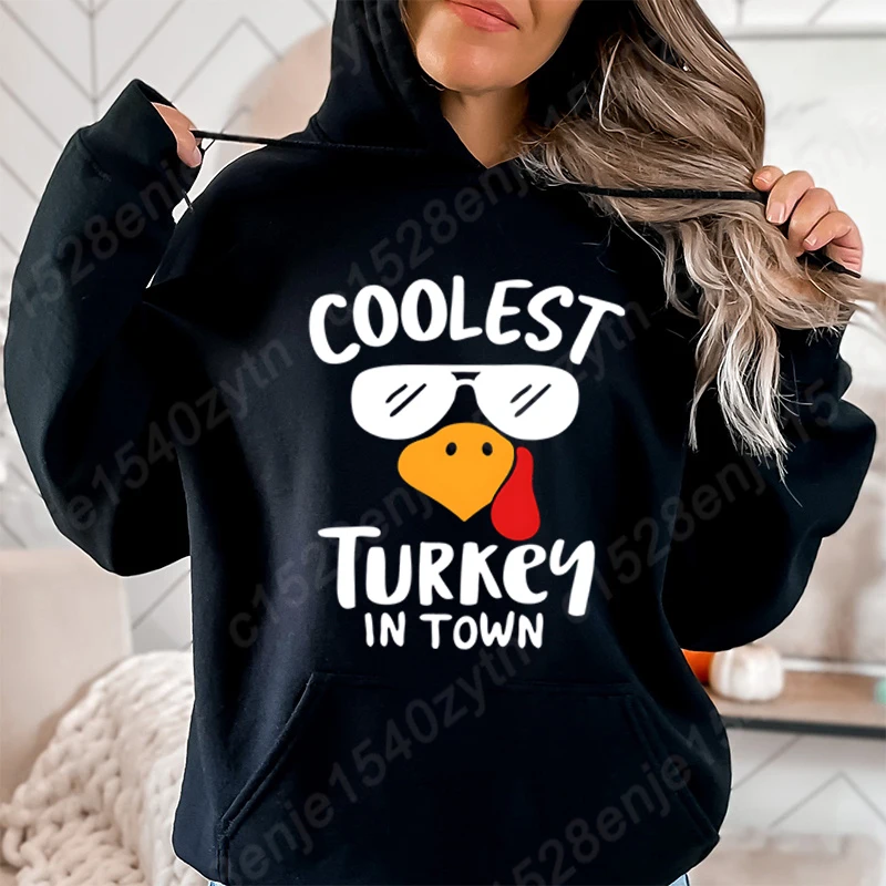 Ação de graças engraçada das mulheres Coolest Turquia na cidade Hoodies, moletons personalizados criativos, pulôveres senhoras, moda outono e inverno