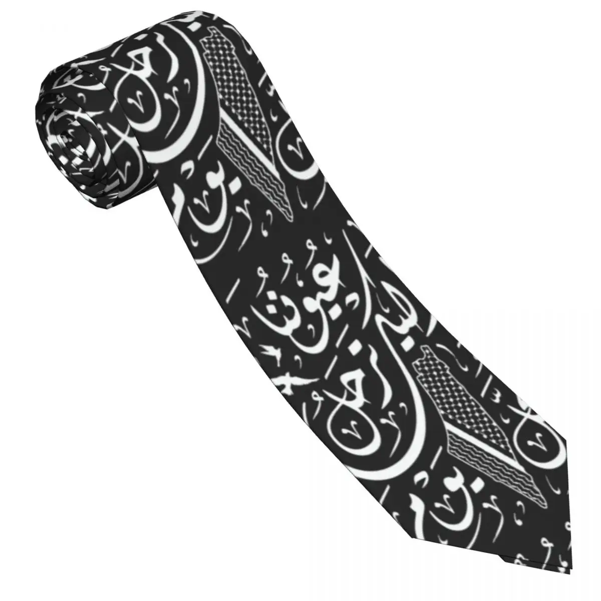 

Mens Tie Arabic Calligraphy Neck Ties Palestinian Kufiya Casual Collar Tie Printed Wedding Party Quality Necktie Accessories