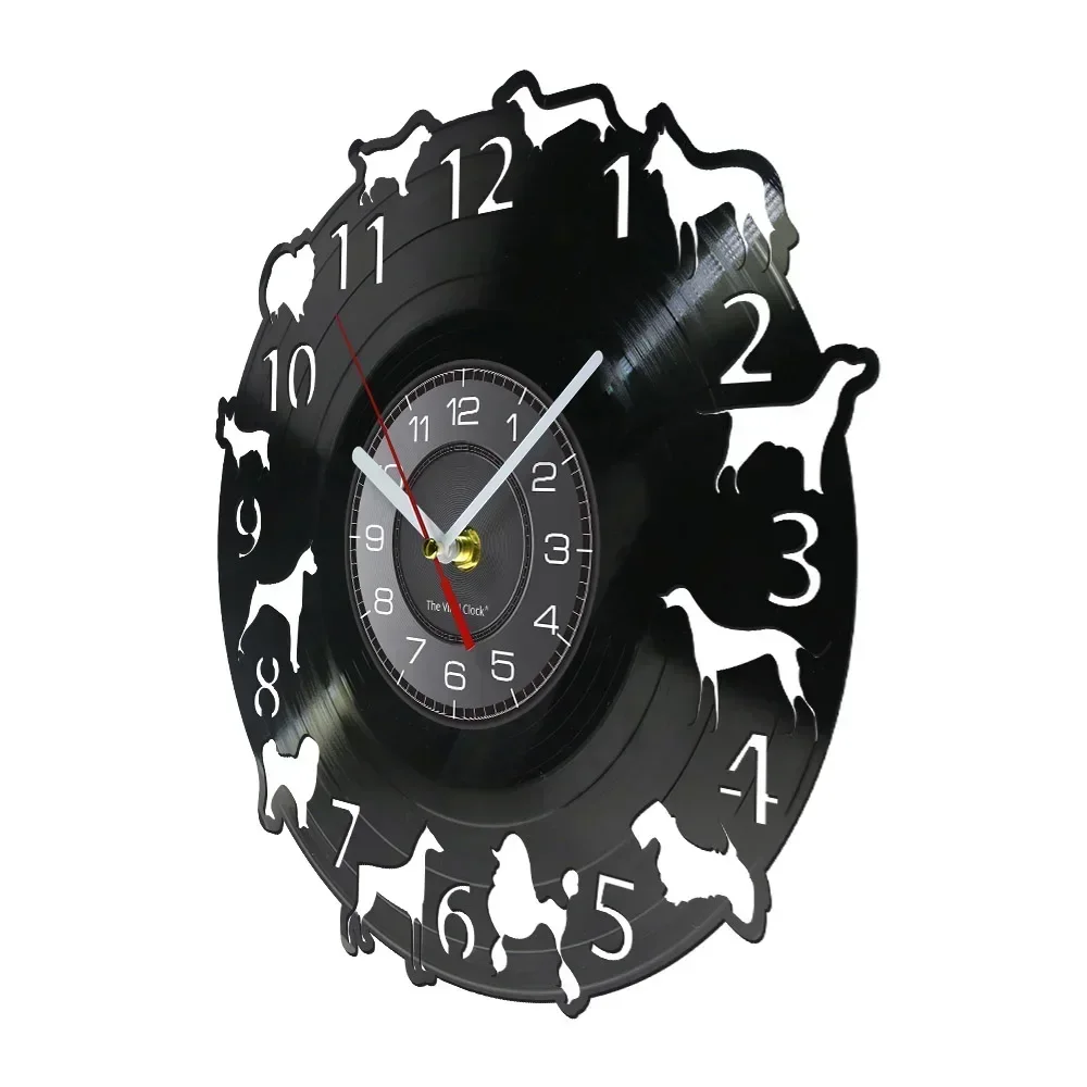 Creative Puppy Art Wall Clock Retro Pet Dog Vinyl Record Wall Watch Animal Pet Dog Enthusiast Gift Home Decoration Wall Clock