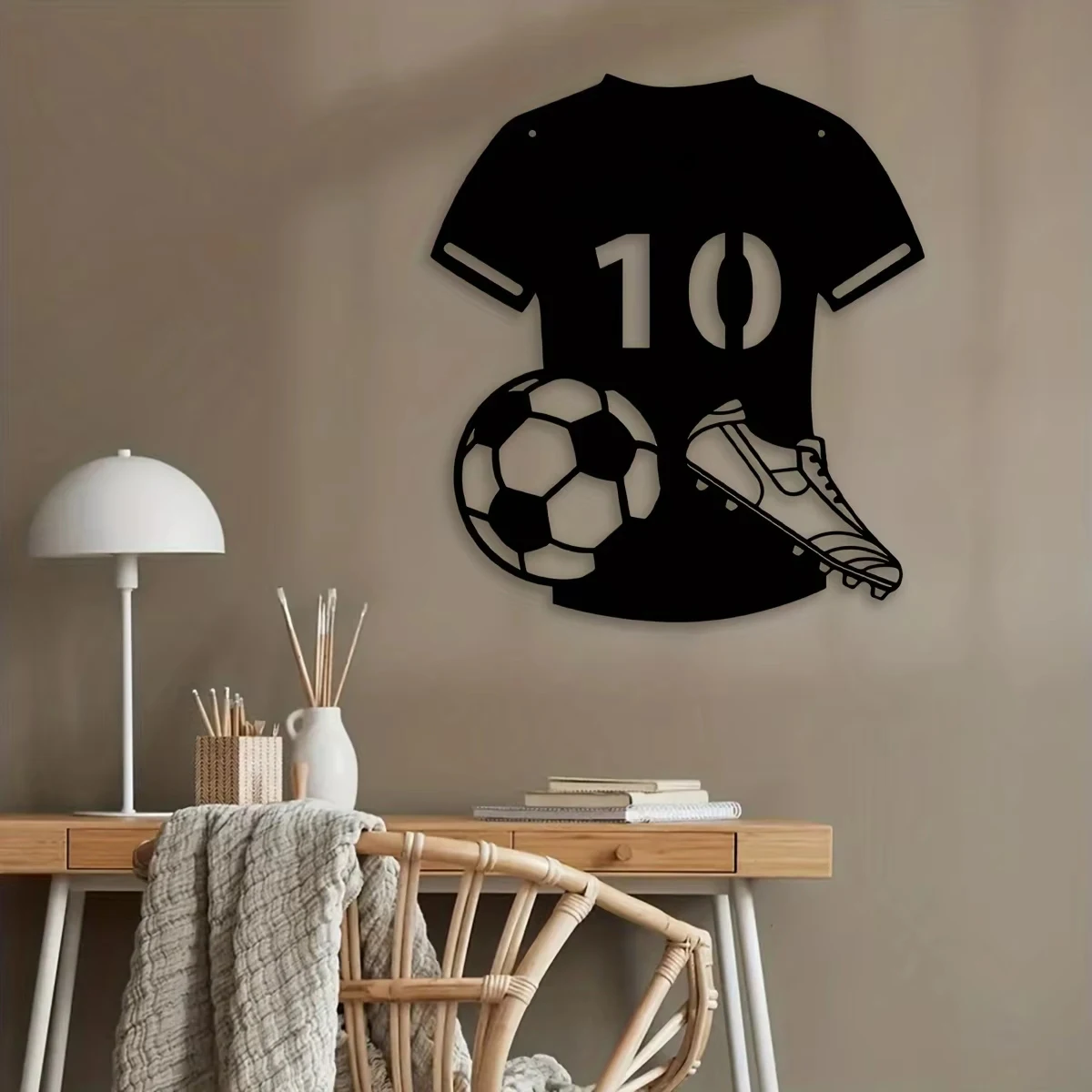 1pc of Personalized Metal Sign Featuring a Soccer Jersey And Sneaker, Ideal for Farmhouse Wall Decoration, Custom Name