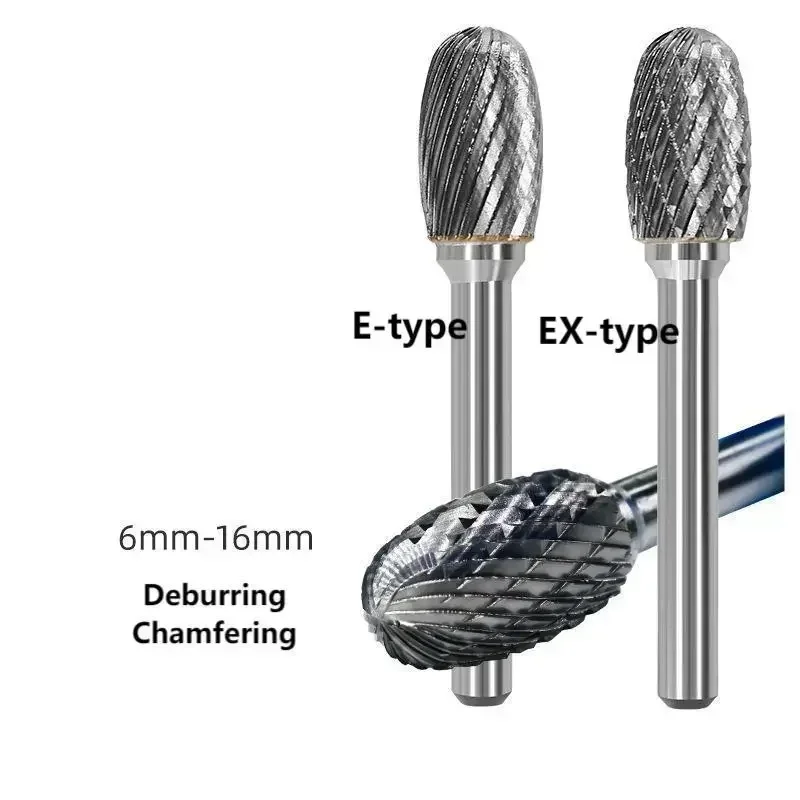 Ovel Shape E&EX Type Head Rotary File Tool Drill Milling Carving Bit Tools Point Burr Die Grinder Abrasive Contouring for Metal