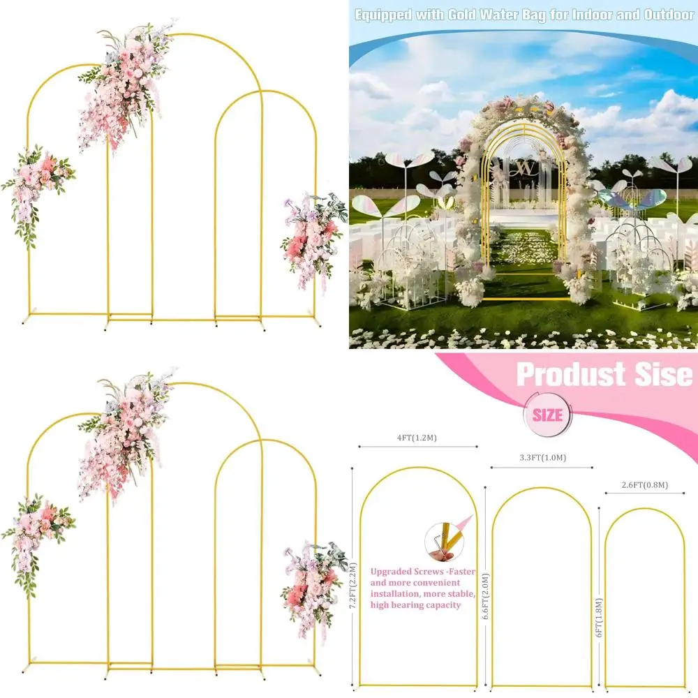 

Набор из 3 металлических подставок для своев диаметром 7,2 фута, 6,6 фута, 6 футов — идеально подходит для свадеб, вечеринок и мероприятий.