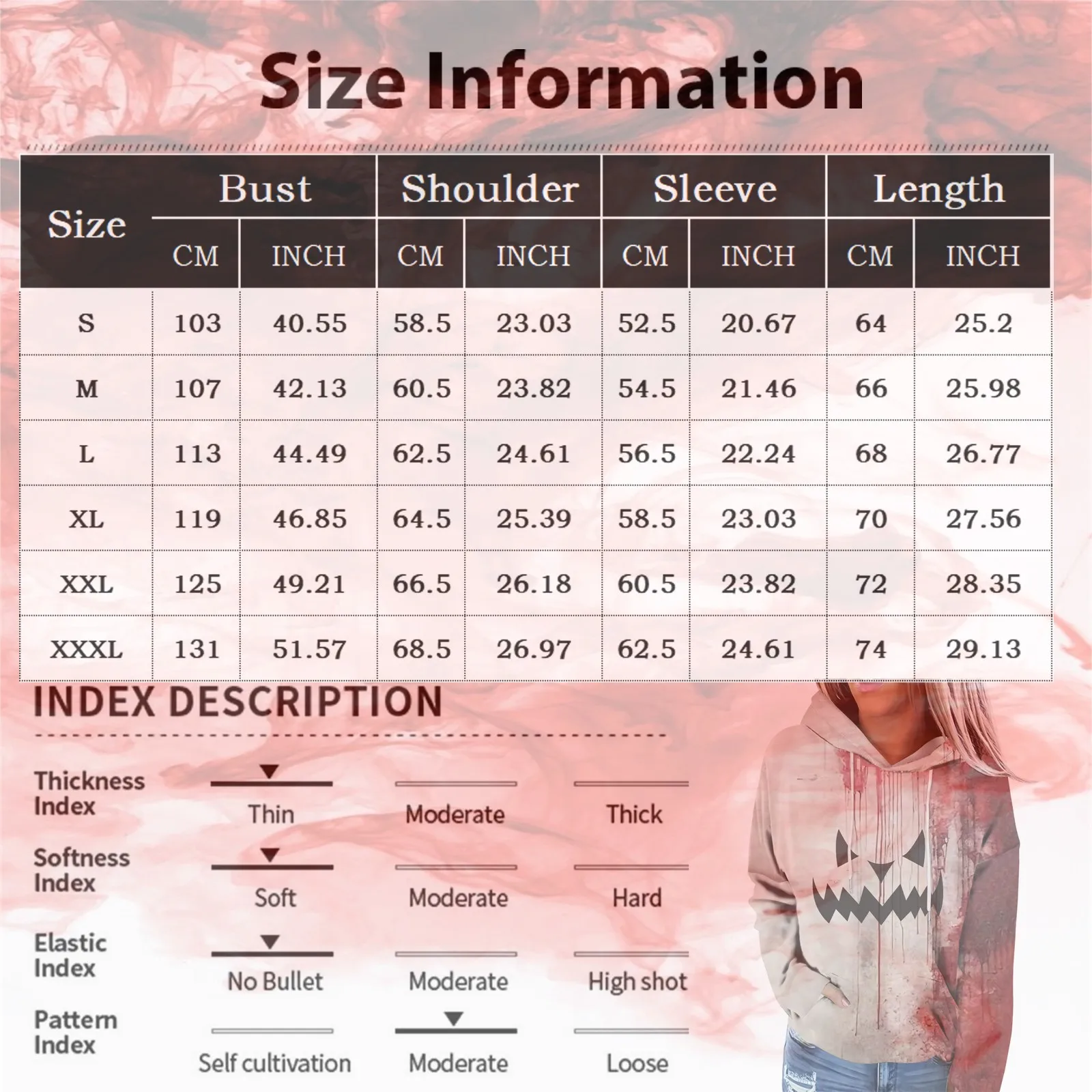 Hoodie Women\'S Halloween Printed Long Sleeved Sports Shirt Casual Party Costume Hooded Pullover With Pocket