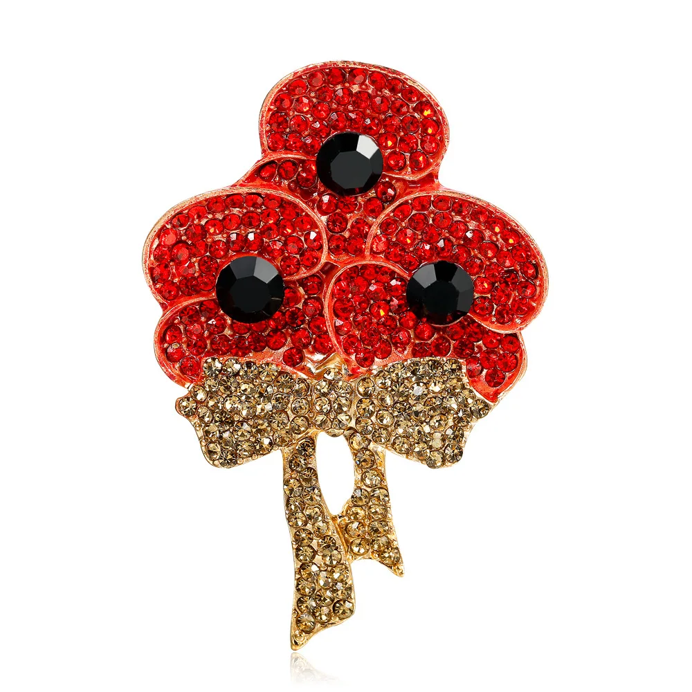 Zinc Alloy Poppy Brooch UK Princess Souvenir Pin Enameled Red Poppy Flower Brooches for Women Jewelry Accessories