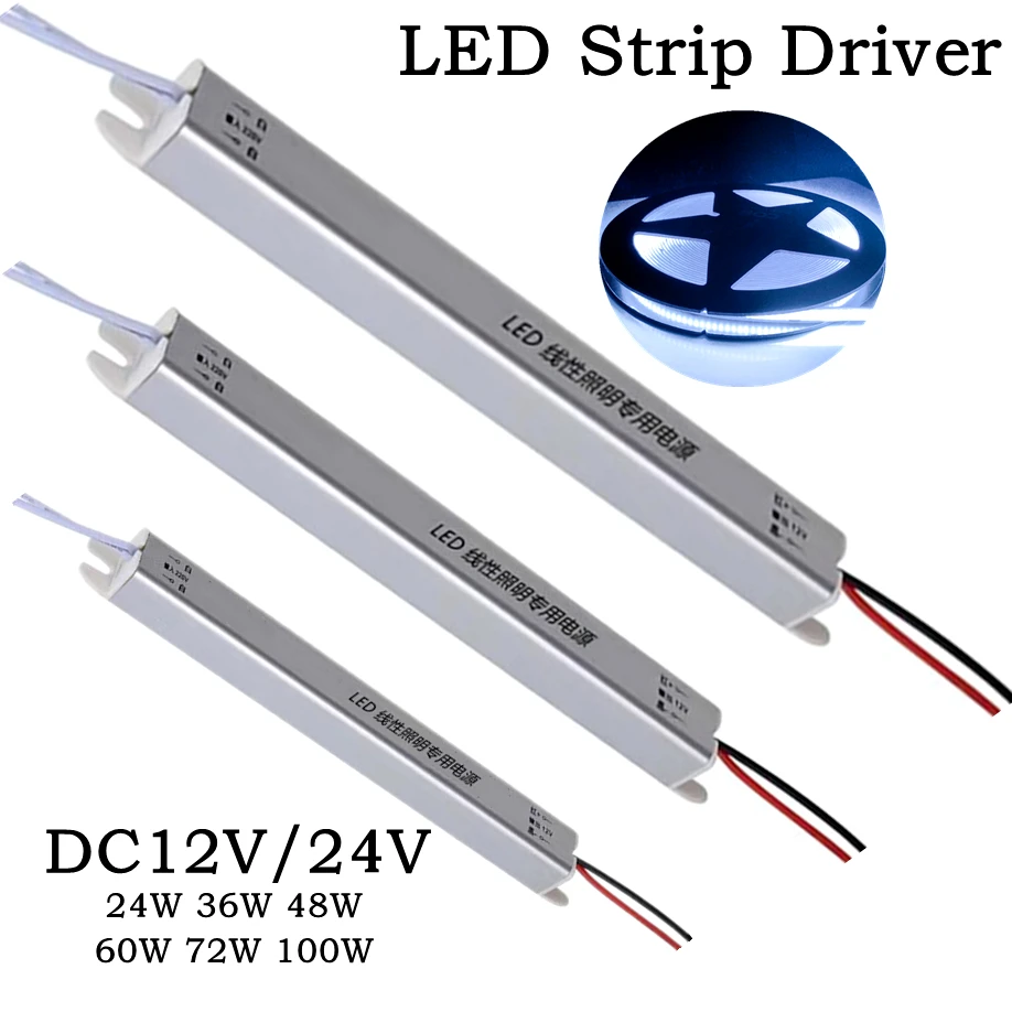 LED Lighting Power Supply Transformer AC220V To DC12V/24V Switching Power Transformer 24W 36W 48W 60W 72W 100W LED Strip Driver