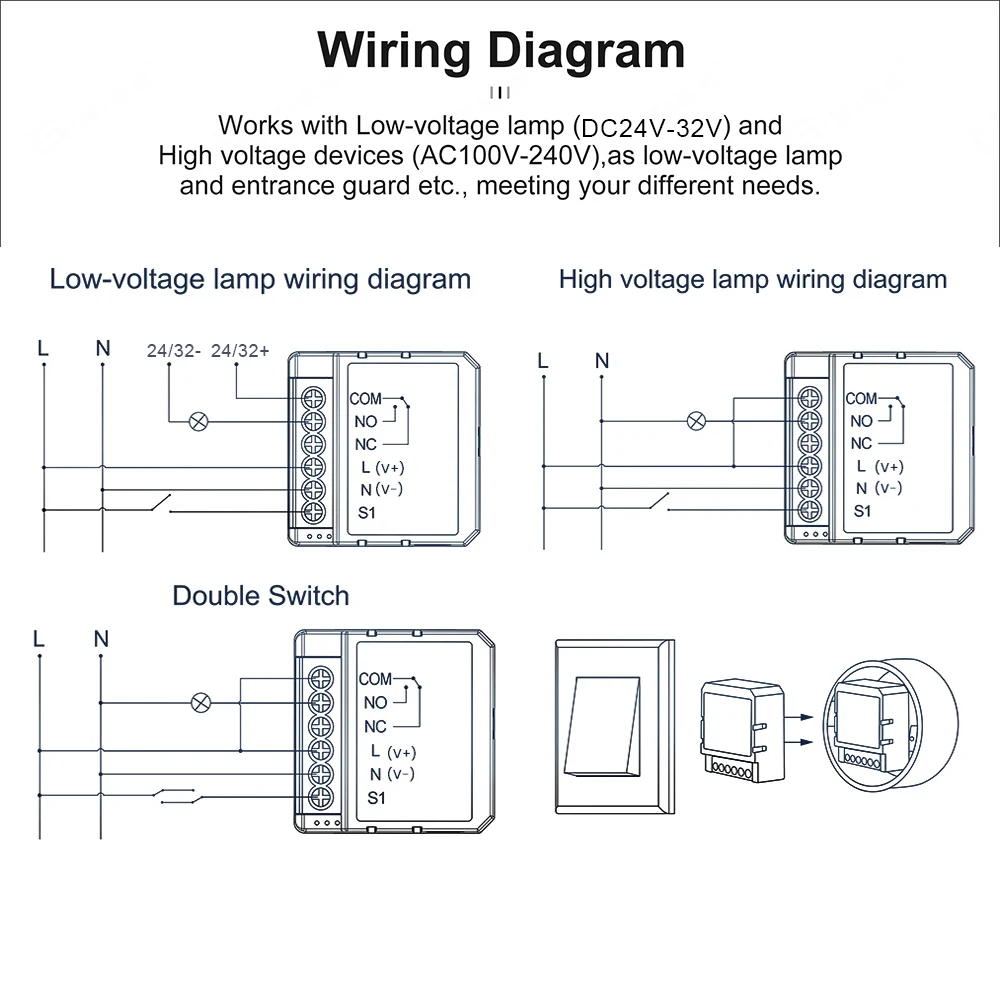 Tuya Smart ZigBee WiFi Dry Contact Switch Module Universal DIY Breaker Relay DC 24-32V AC 100-240V Works with Google Home Alexa