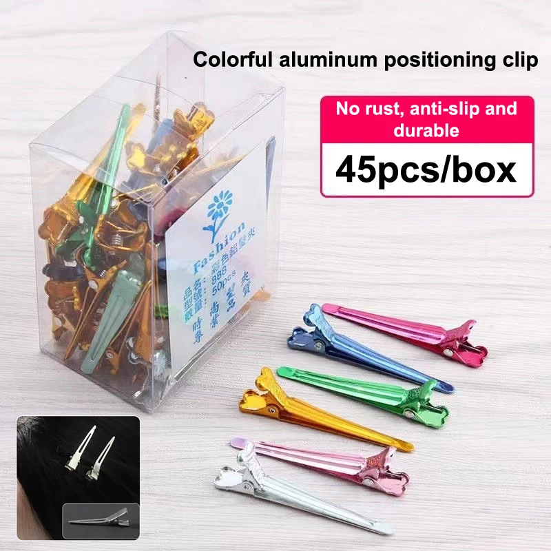 

45pcs Mini Barber Hairdressing Clips Heat Resistant Aluminum Dily Color Hairpins Salon Haircut Household Styling Hair Clips Tool
