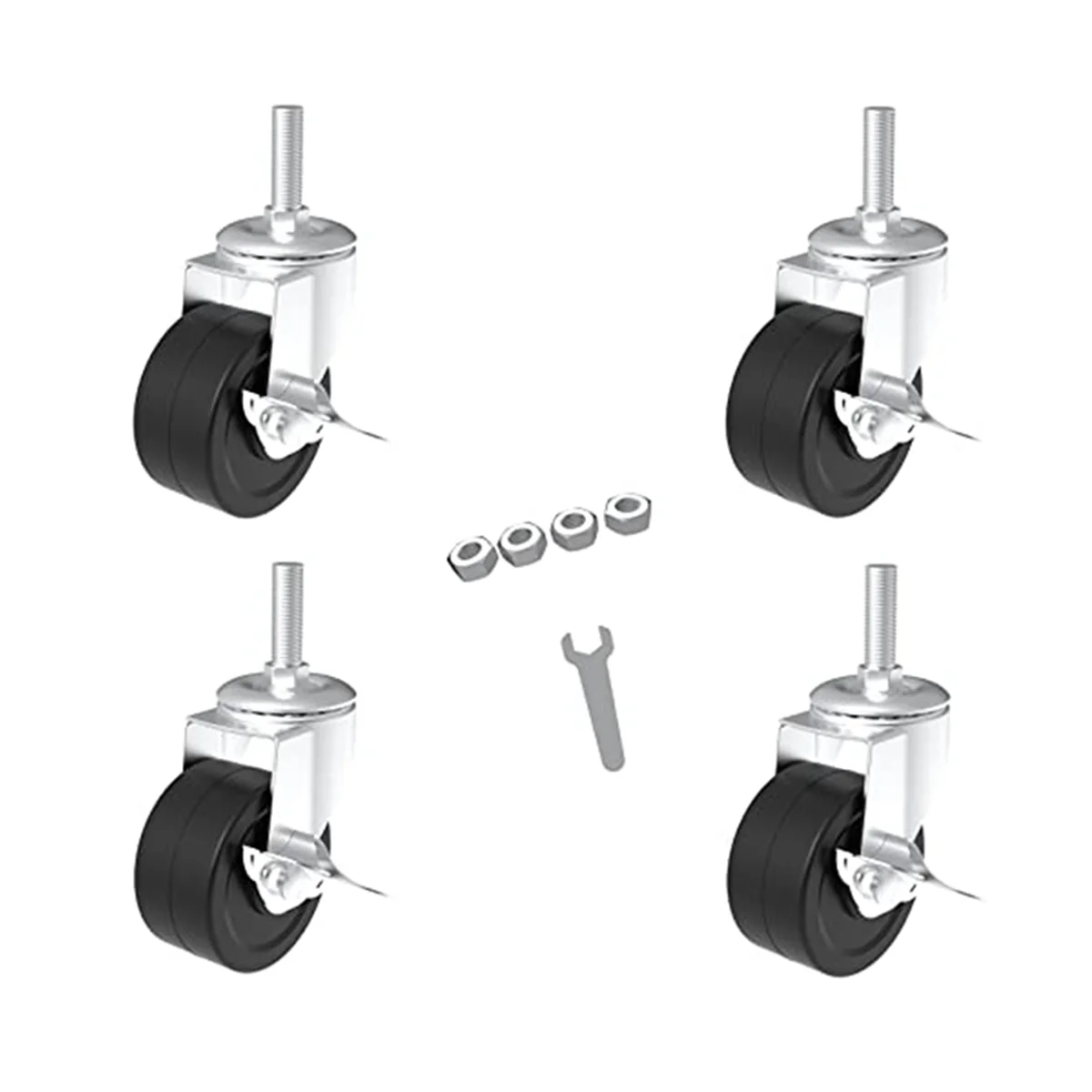 

4PCS 2Inch Caster Wheels,Threaded Stem Rubber Casters(Screw Diameter 1/4Inch,Length 1Inch) for Wire Shelves Rack Legs