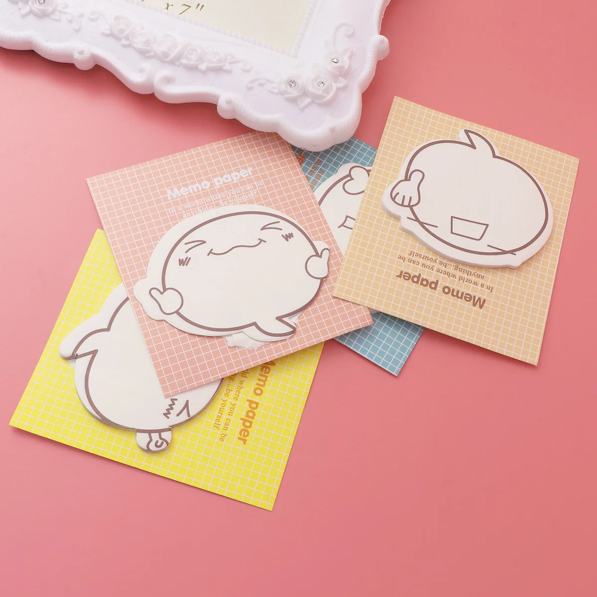 4 Pcs Note Pads Sticky Notes Paper Stickers Cartoon Memo Papers Notebooks Student