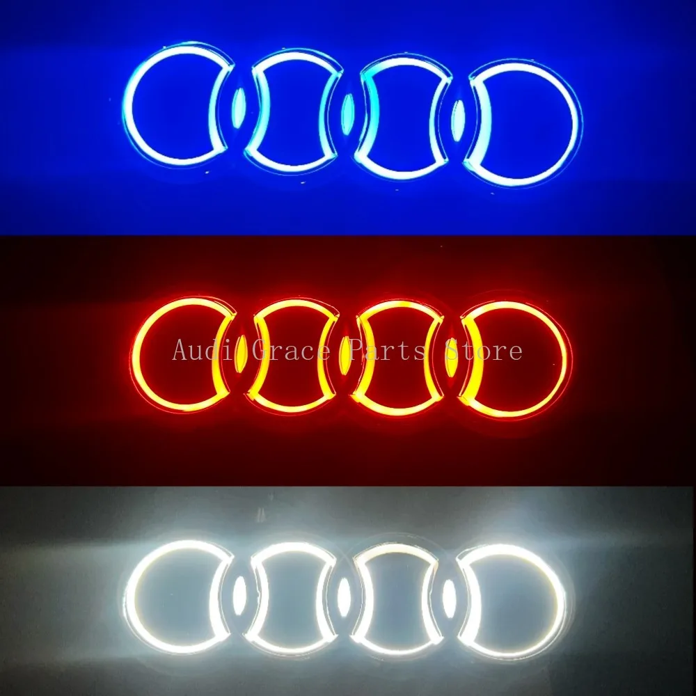 18*5.8CM 5D refitting personalized decorative light is suitable for Audi Q3 A3 Q5 TT A5 A8 rear logo LED light emitting logo.