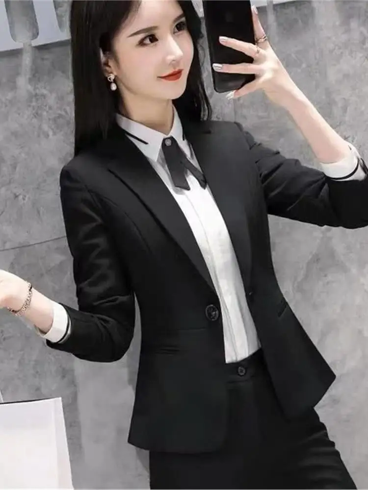 Ele Set completo professionale per donna Abbigliamento da lavoro High Faion Completo da intervista Ladylike OL Sle Lungo Fibra di triacetato Sve