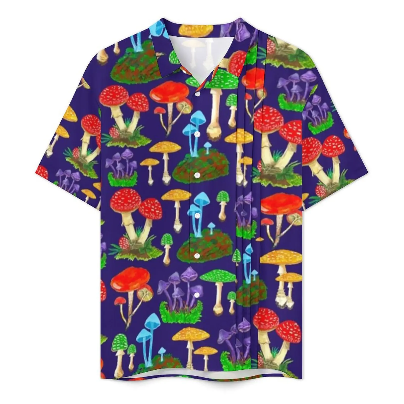 Mushroom Foray Casual Shirt Mushrooms Novelty Hawaiian Shirts Men Short Sleeve Vacation Streetwear Design Oversize Blouses