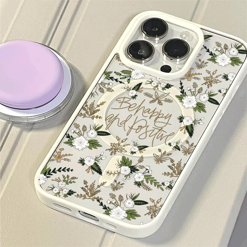 

Magnetic Case for iPhone 16 Pro Max 15 14 Plus 13 12 11 X XR Bumper Lens Protection with MagSafe for Male Female Flora Christmas