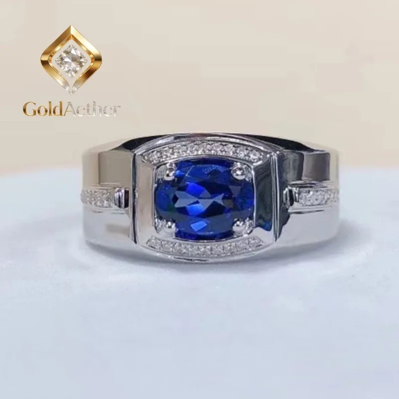 

GoldNouveau Impeccable 585 Make Ring 1Ct EGG Oval Cut Diamond Engagement Rings AU585 14K White Gold Ring Top Quality Man Jewelry
