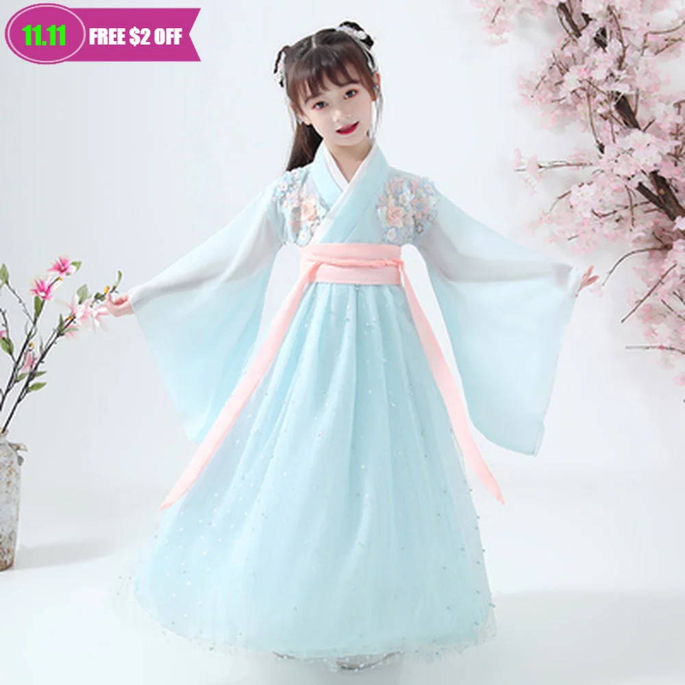 Ancient Chinese Costume Child Kid Fairy Dress Cosplay Hanfu Folk Dance Performance Clothing China Traditional dress for Girls