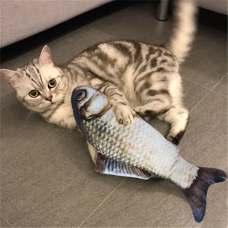 Electric Plush Cat Fish Toy Cat Scratcher Catnip Bounce Interactive Simulation Fish Toys Stuffed Playing Toy for Cat Kitten