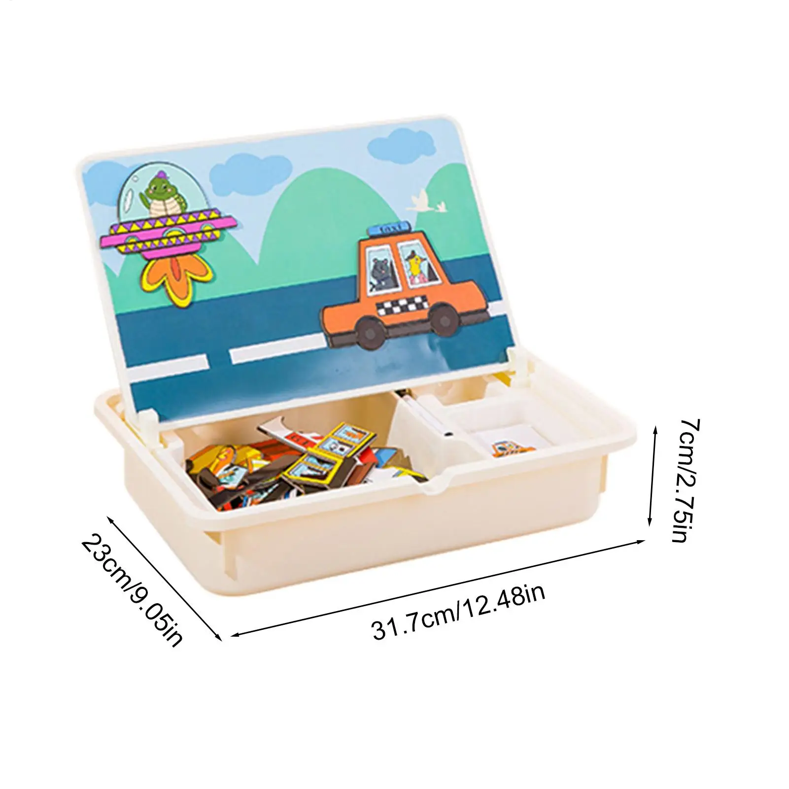 Quebra-cabeça magnético para crianças, brinquedos de aprendizagem, jogos de tabuleiro de viagem com estojo de transporte para crianças pré-escolares de 3 anos ou mais, meninos e meninas