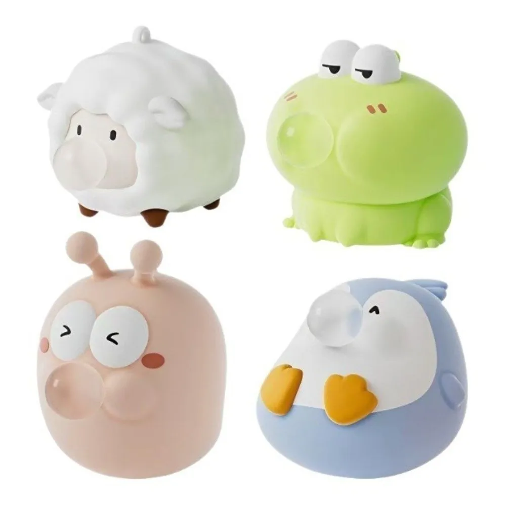 Bubble Blowing Squeeze Doll Puffs Shape Cute Animals Cartoon Fidget Toy Stress Relief Sheep Frog Decompression Toy for Children