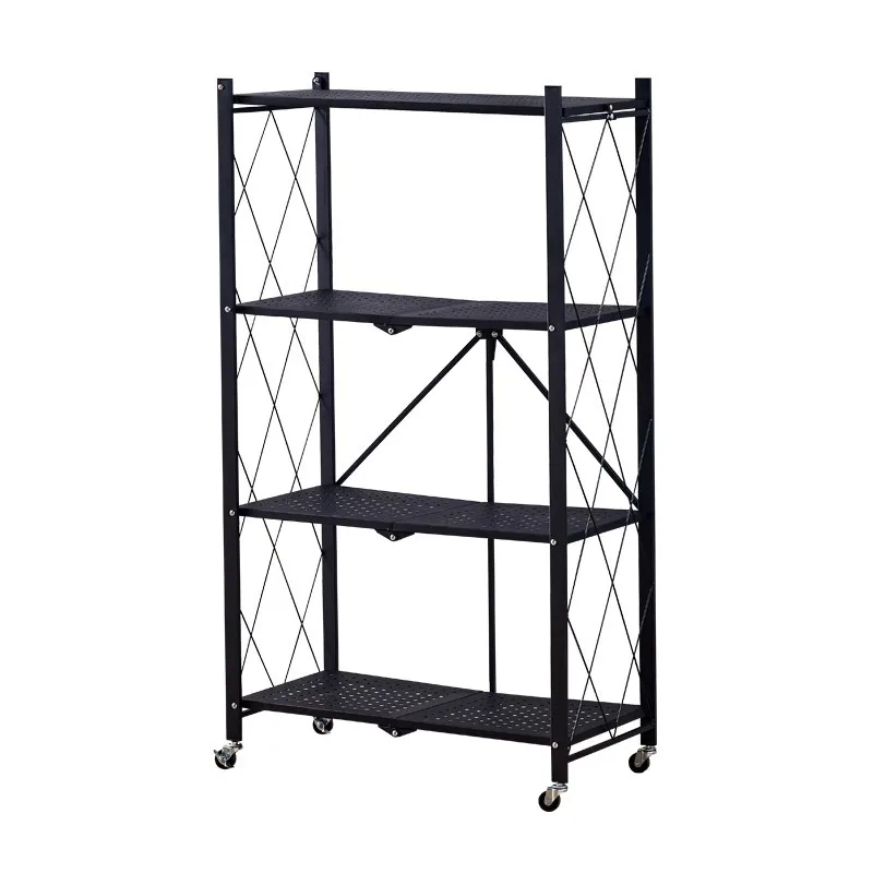 

Wholesale Free Installation Steel Mobile Microwave Folding Storage Shelf Floor Multi-Storey Balcony Storage Multiple Sizes