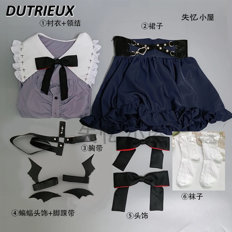 Damen 2 Stück Sets japanischen Stil Cosplay Kleidung Mode neue Frühling Herbst lässige Outfits Langarm Top und Rock Set