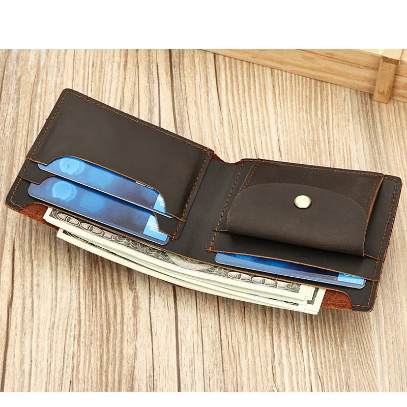 남성용 동전 주머니 이중 이탈리아 가죽 지갑이 있는 정품 가죽 남성용 지갑