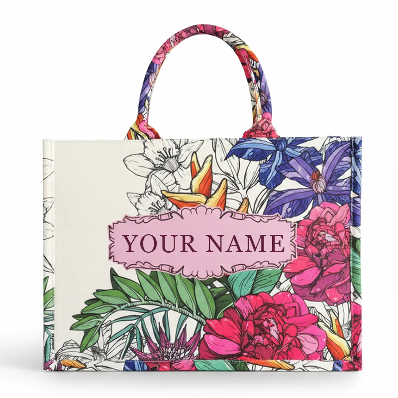 

2026 new personalized custom women's tote bag, canvas printed handbag, large capacity beach bag