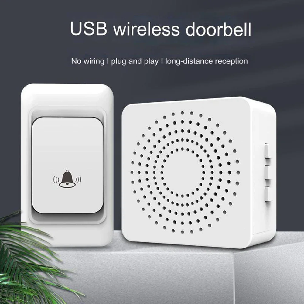 Wireless Smart Remote Control Doorbell USB Powered Elderly Call Reminder Home Villa Ultra Long Distance 3 Levels Volume