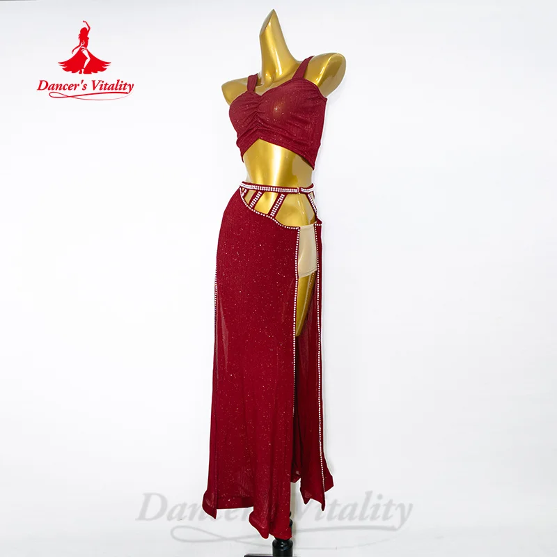Frauen Bauchtanz Tanz Anzug Praxis Kleidung Neue Sexy Hohl Split Langen Rock + Top Bauchtanz Set Anzug