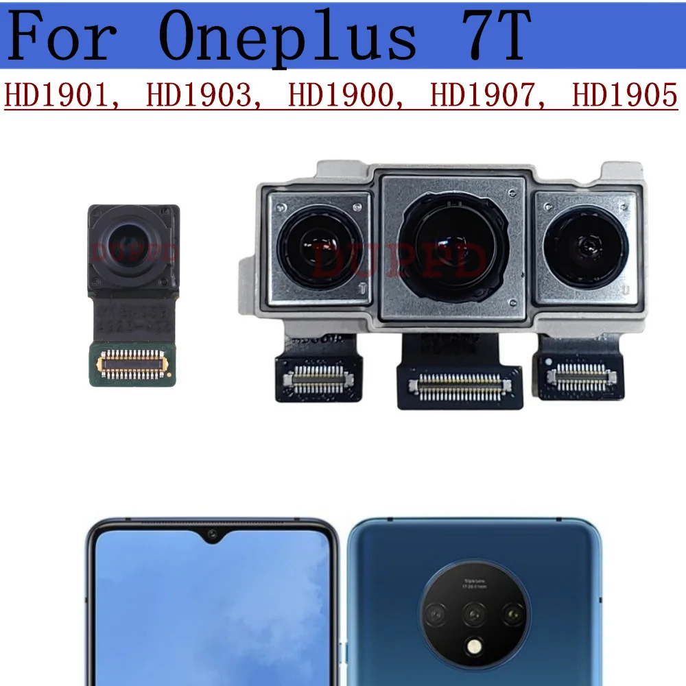 Front Rear Camera Module For OnePlus 1+ 7T Frontal Selfie Wide Back Facing Main Backside Camera Flex Cable Parts