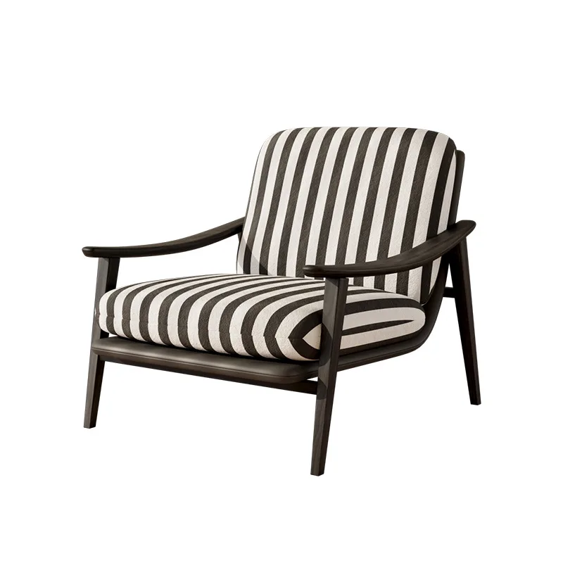 Medieval French retro chair, single ash wood solid wood sofa chair