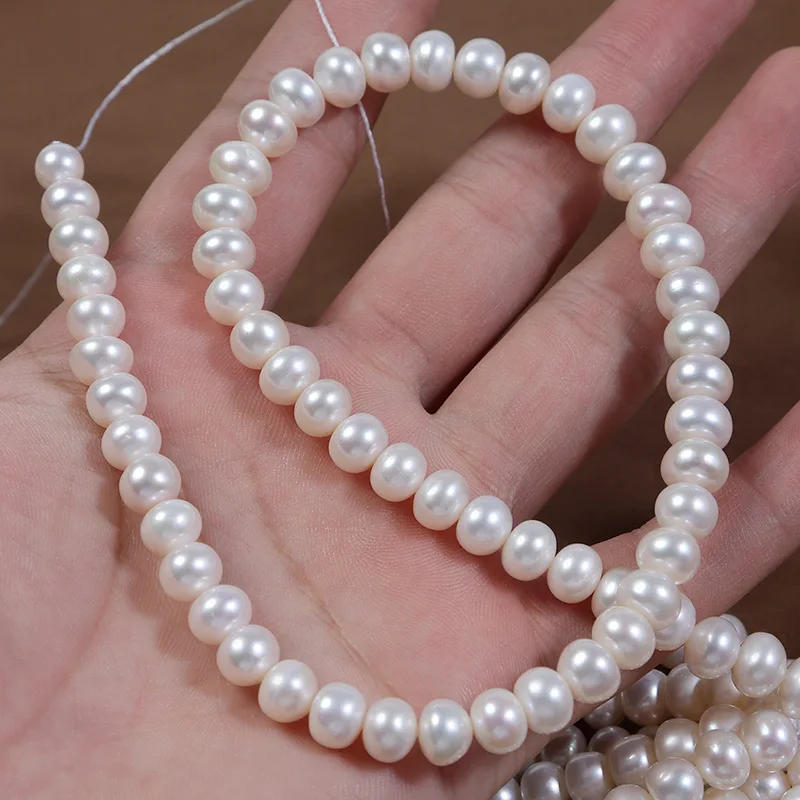 AAAAA 8-9mm High-Quality Natural Freshwater Pearl Bread-Shaped Semi-Finished Beads for Jewelry Making DIY Necklace Accessories