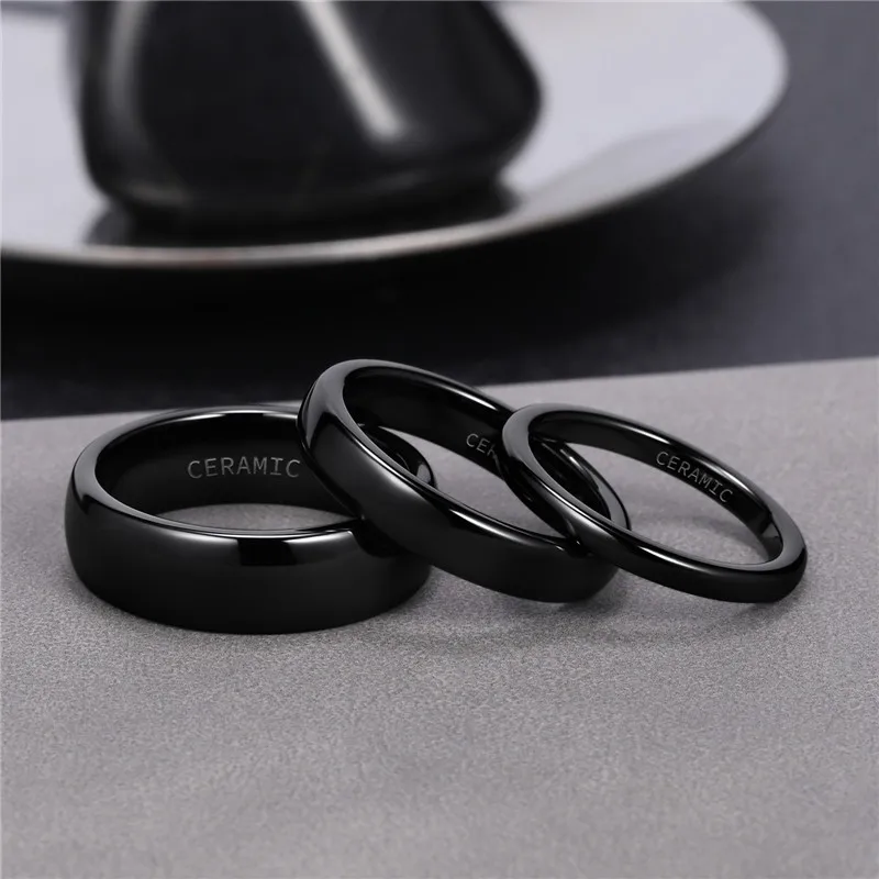 Ceramic Brushed Black Ring for Men Women 4/6/8mm Width Tendy Male Wedding Ring Matte Anillos  Plus Size